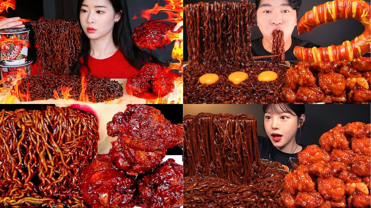 10x Spicy Noodles With Kimchi & Fried Chicken Mukbang!| WORLD's spiciest Extreme Heat Challenge 🔥🥵