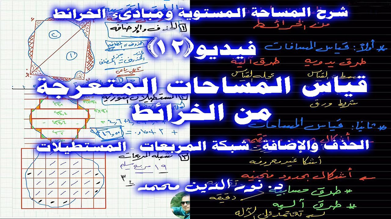 12- قياس المساحات المتعرجة من الخرائط بالحذف والإضافة - شبكة المربعات - المستطيلات