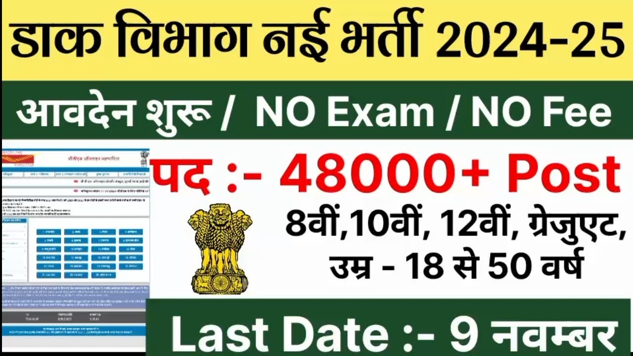 Post Office Recruitment 2024 | Post Office Vacancy 2024 | Govt Jobs October 2024 |