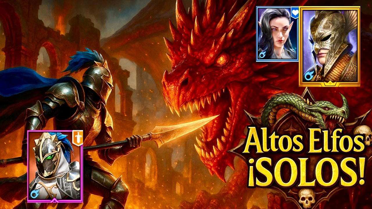 Wallmaster Othorion SOLO vs DRAGON... y otros Altos Elfos (Caballero Real, Elhain) - RAID: SL