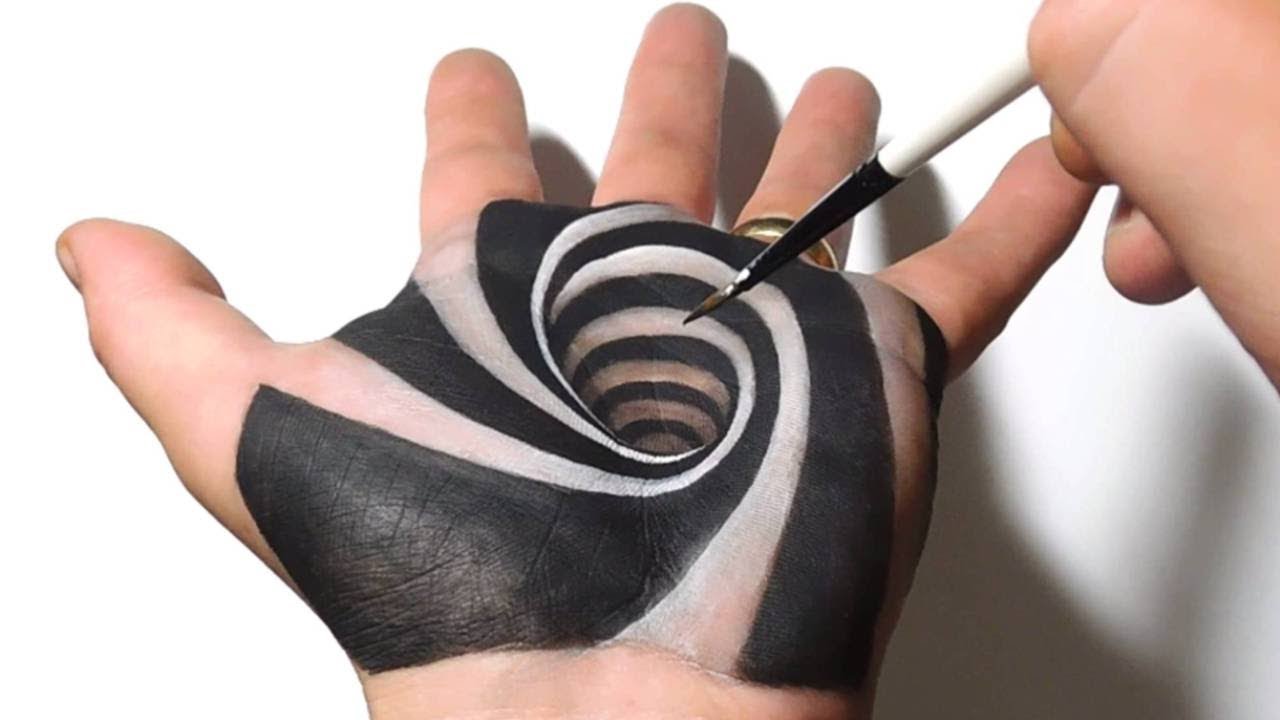 3D Spiral Hole on Hand Painting - Trick Art Optical Illusion