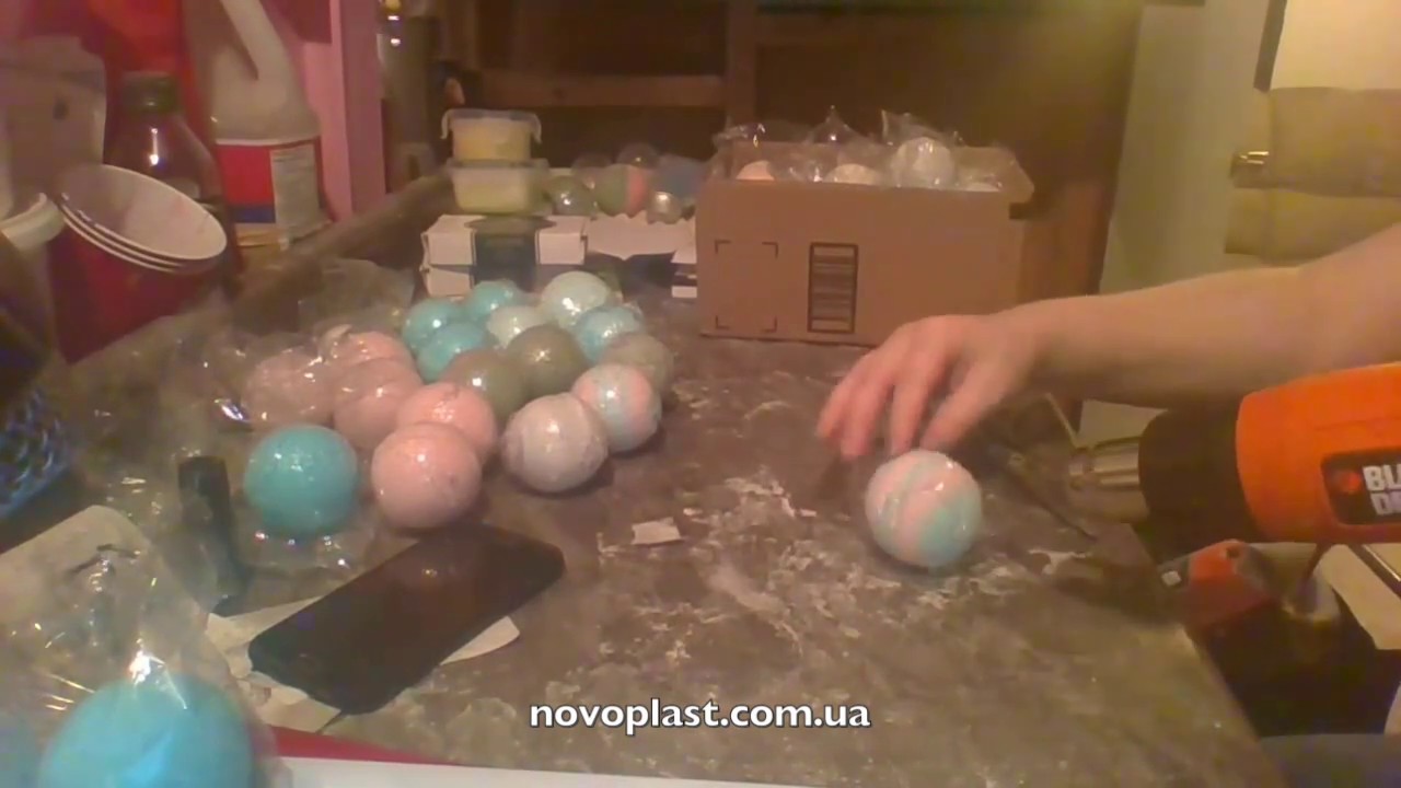 Упаковка в термоусадку бомбочек для ванны