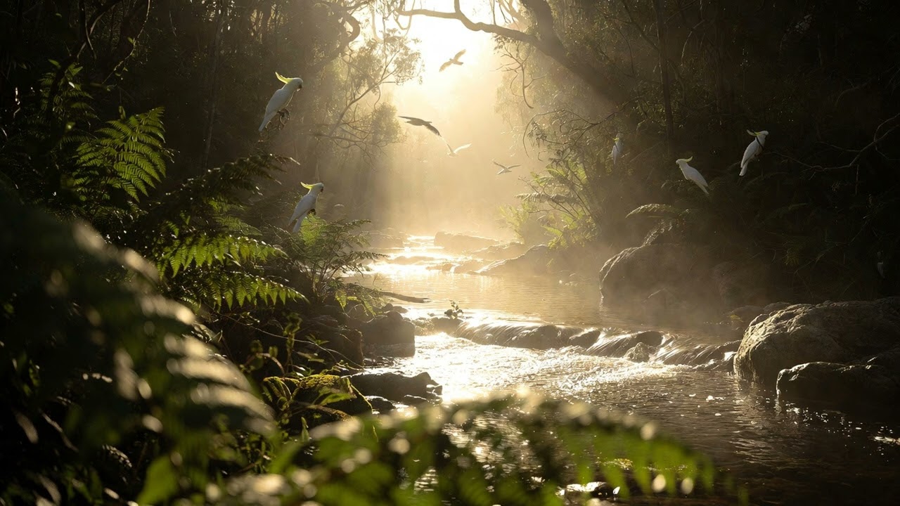 Forest Stream with Cockatoos • Ambient Focus Music & Birdsong for Deep Concentration