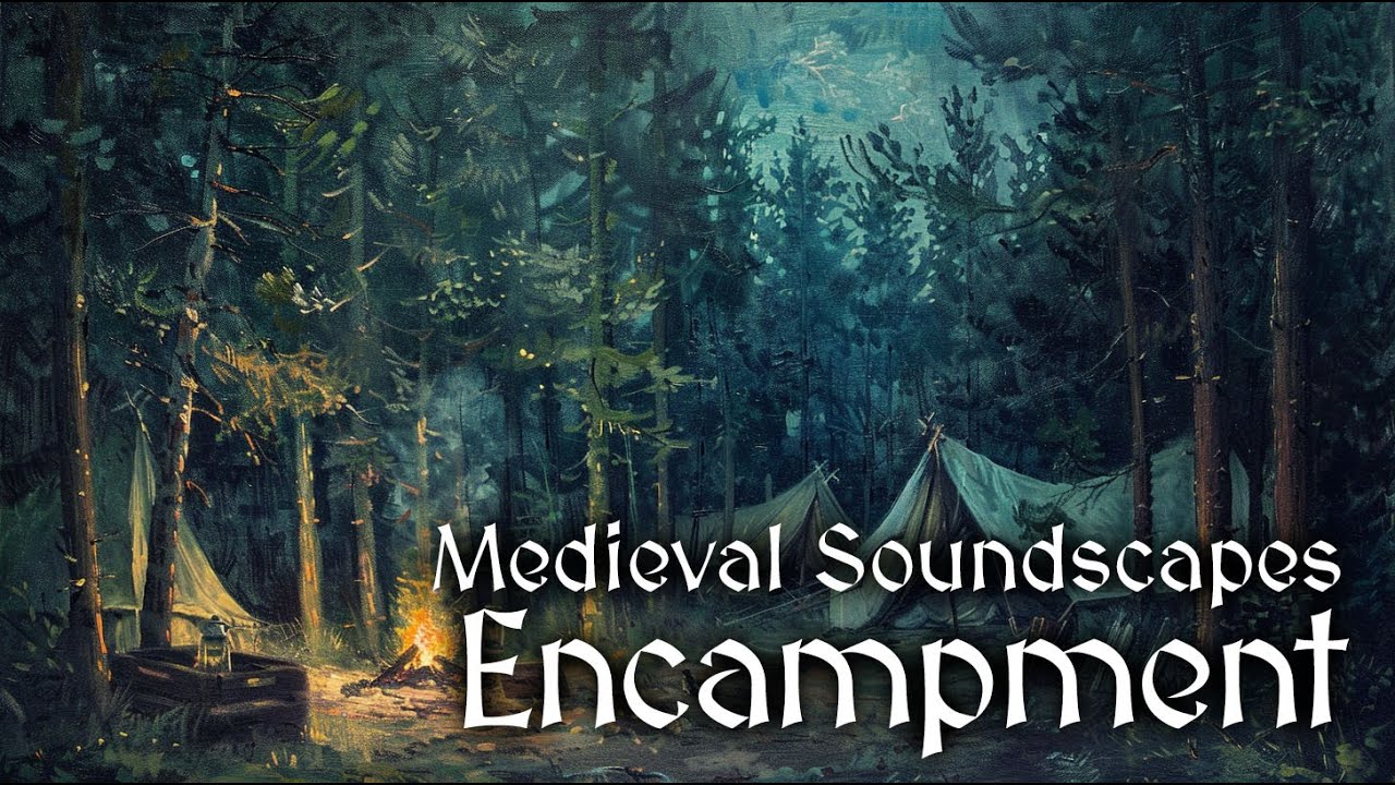 10-Hour Medieval Forest Camp Ambience | Fire Crackling, Crickets and Frogs, No Music, DnD, Sleep