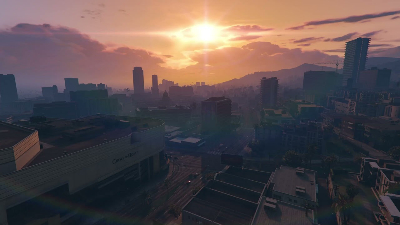 Vinewood Los Santos Sunset Timelapse Relaxing City Sounds ASMR [GTA V]