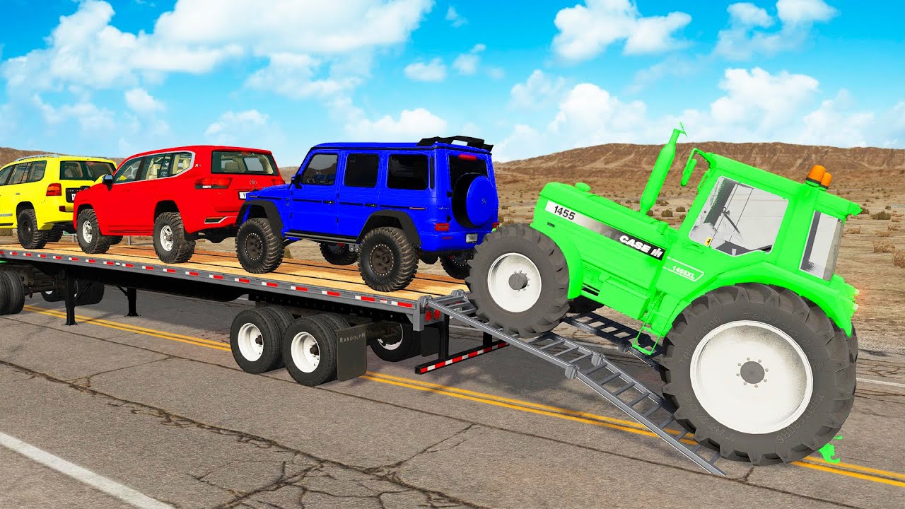 Flatbed Truck Mcqueen | Transportation with Truck - Pothole vs Car #289 - BeamNG.Drive