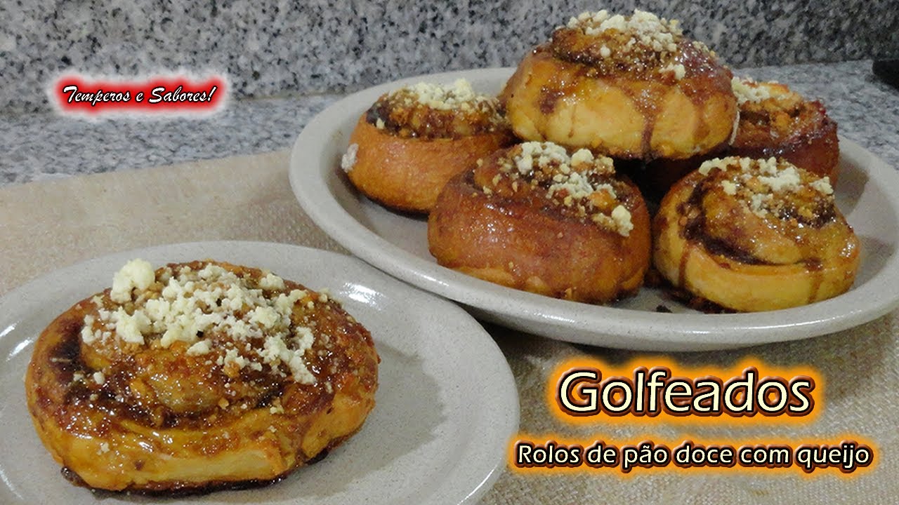 ROLOS DE PÃO DOCE COM QUEIJO, GOLFEADOS, deliciosos