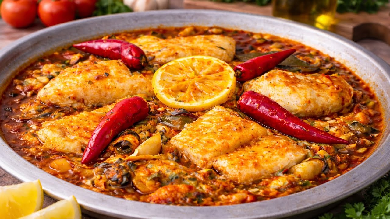 طاجين  ديل الحوت  فواكه  البحر  بسيط وساهل بنكهة خطير  لذيذ😋