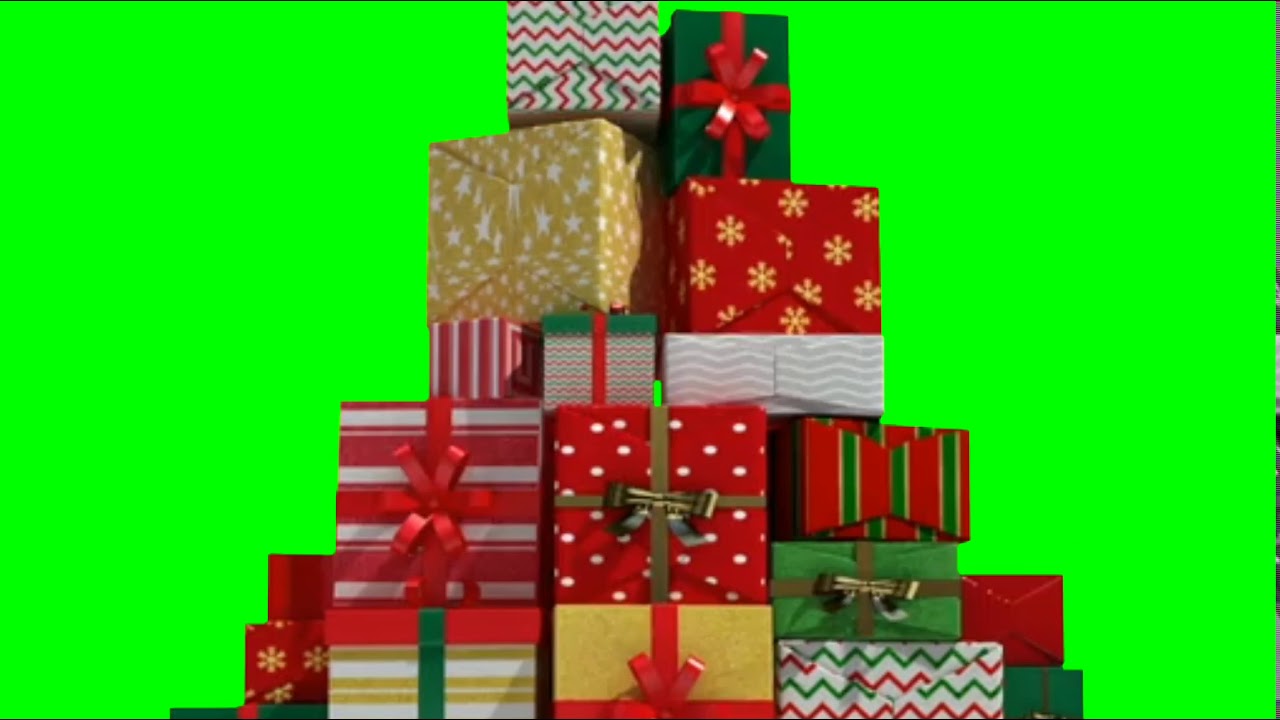 FALLING GIFT BOXES ON GREEN SCREEN