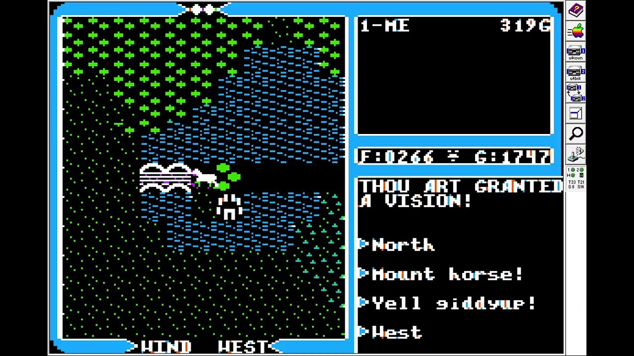 Ultima IV Apple IIe Walkthrough 5/17: sextant, book, 6 virtues