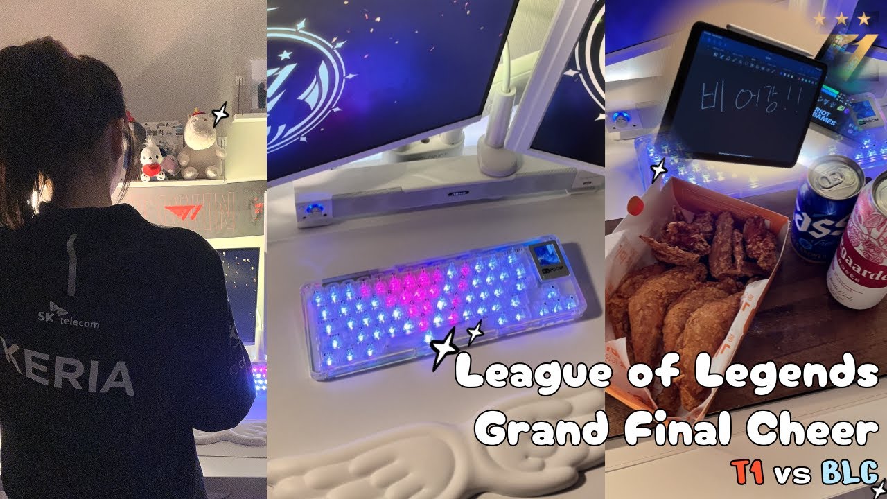🎮GAME VLOG✨| 온세상이T1 데스크테리어 | T1 vs BLG #worlds Grand Final|월즈결승|T1응원 [재업]