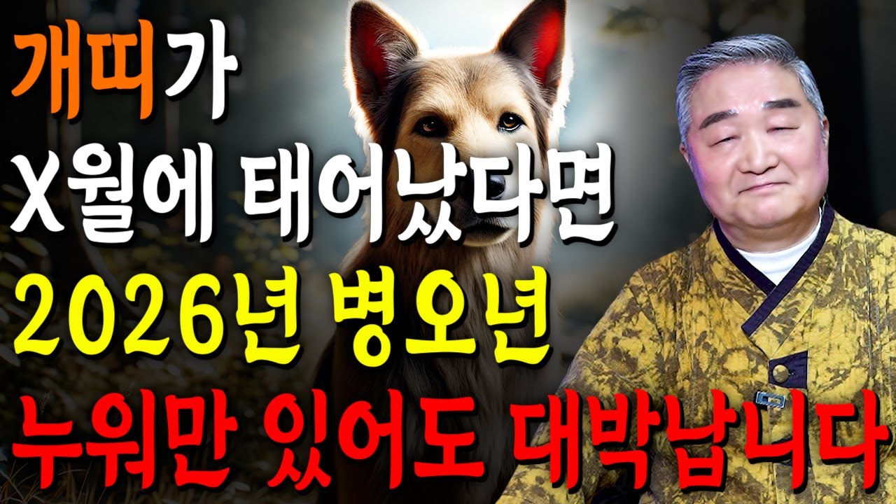 [개띠운세] 개띠 생일이 X월이라면 2026년에 100% 대박납니다 천운이 내려왔다?! 모든운이 초대박입니다! 58년생 70년생 82년생 94년생 개띠운세