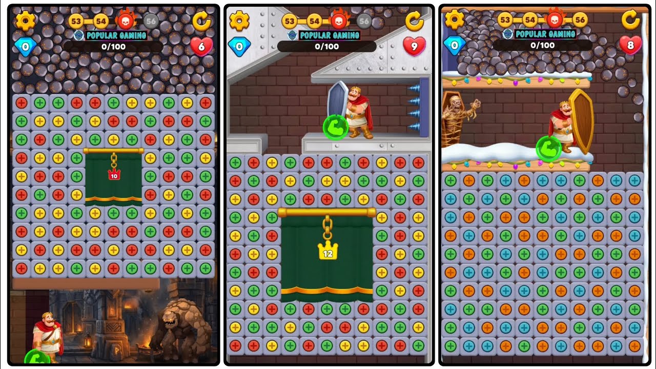 King Escape: King Castle Level 54 55 56: Gameplay Solution