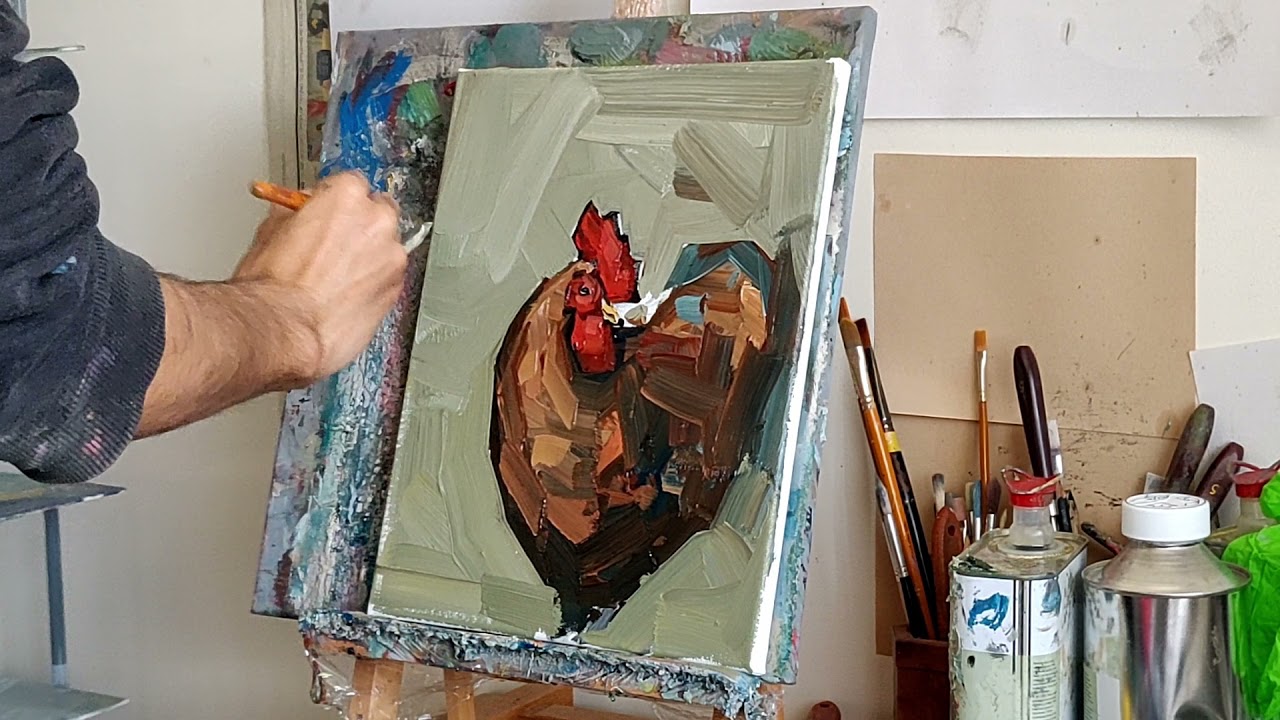 Rooster Oil Painting Demo - Artist Vivek Mandalia