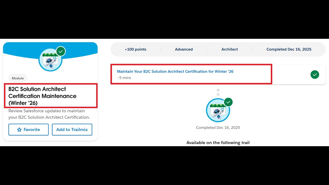 B2C Solution Architect Certification Maintenance (Winter &rsquo;26) | Salesforce