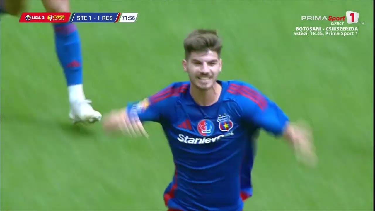REZUMAT Liga 2: Steaua - ACSM Reşiţa 2-1. Steliştii au revenit de la 0-1, cu om în minus
