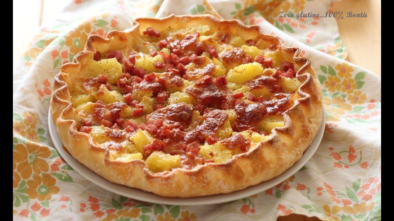 Torta salata con patate e prosciutto cotto. Ricetta facile e veloce