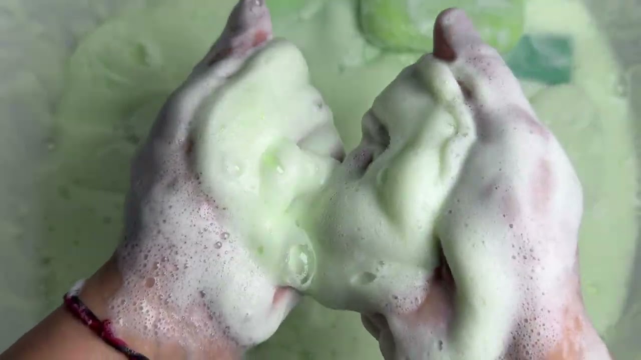 Relax and unwind with green soap ASMR 🧼🫧💚 #asmrsoap #asmr #satisfying 