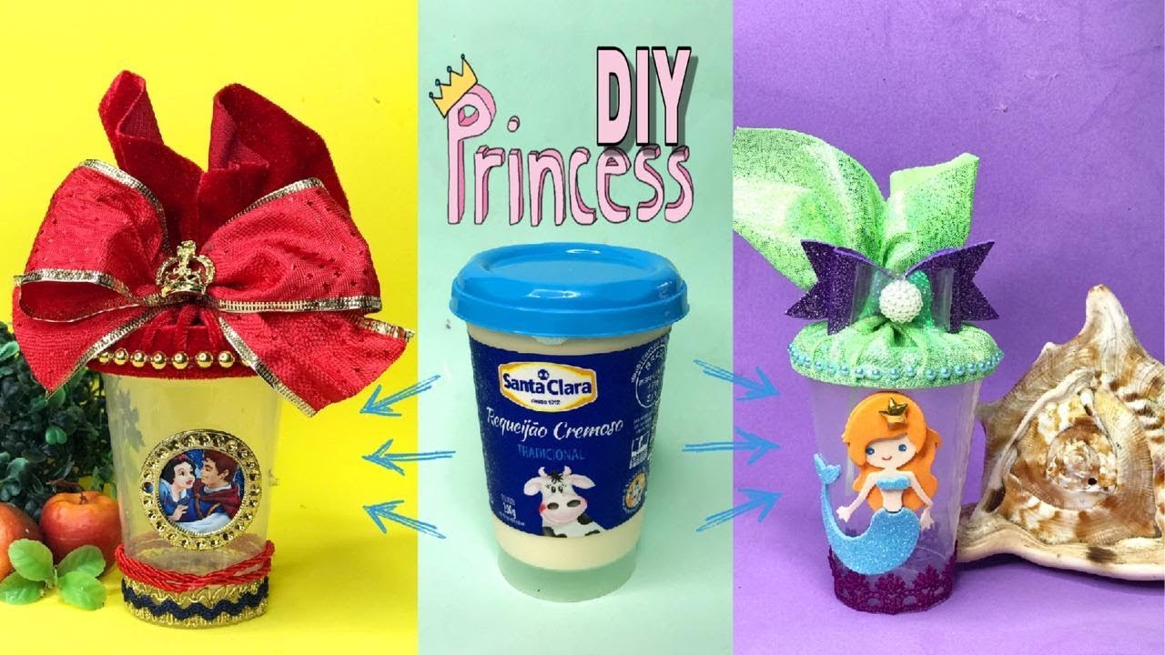 DIY FESTA/  lembrancinhas com potinhos de requeijão - princess diy