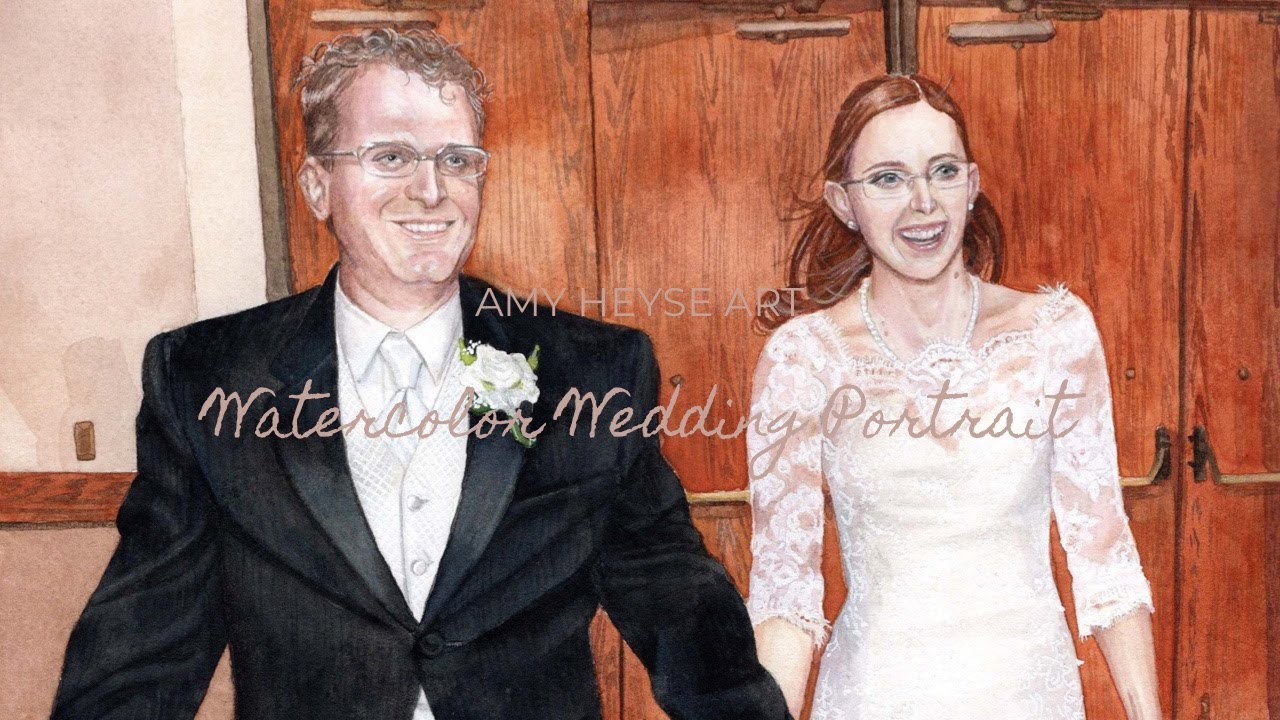 Watercolor Wedding Portrait by Amy Heyse