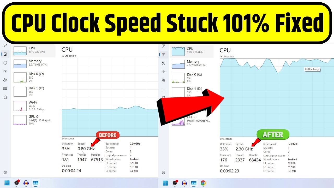 CPU Clock Speed Stuck Problem 101% Fixed | CPU Clock Speed Increase Laptop/PC | CPU Frequency Stuck