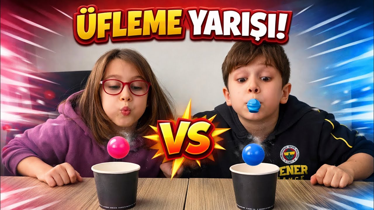Top Üfleme Yarışı! Bardaklara Top Atma Challenge 😂 | Kim Kazanacak?