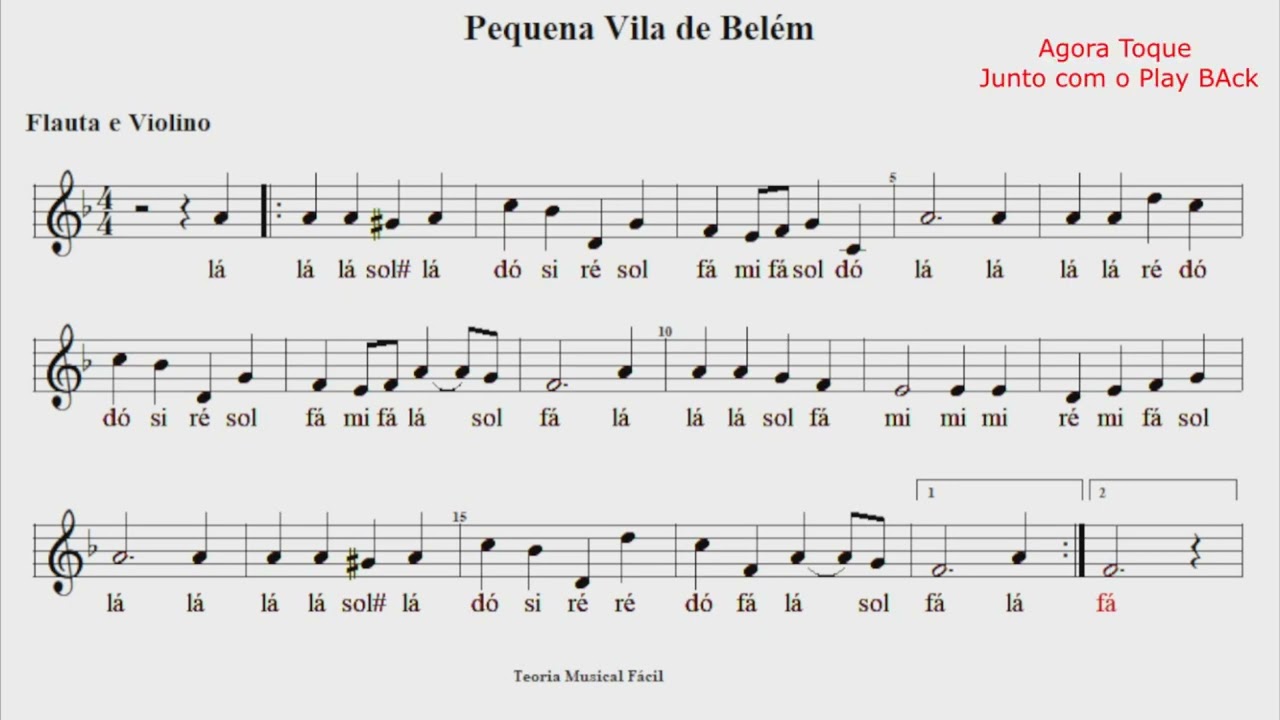 Partitura Natal - Pequena Vila de Belem - Toque Junto - Play Back - O Little Town of Bethlehem