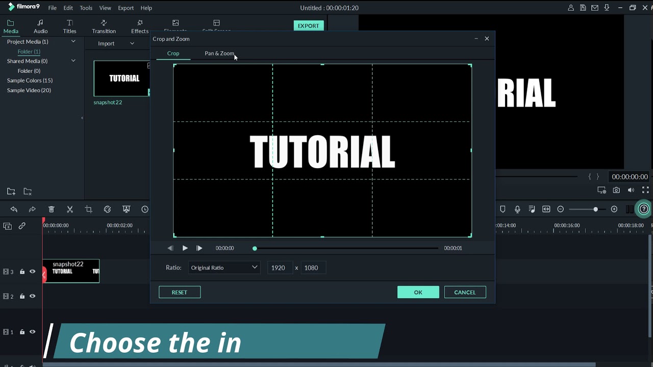 Simple zoom intro in Filmora 9 for beginners