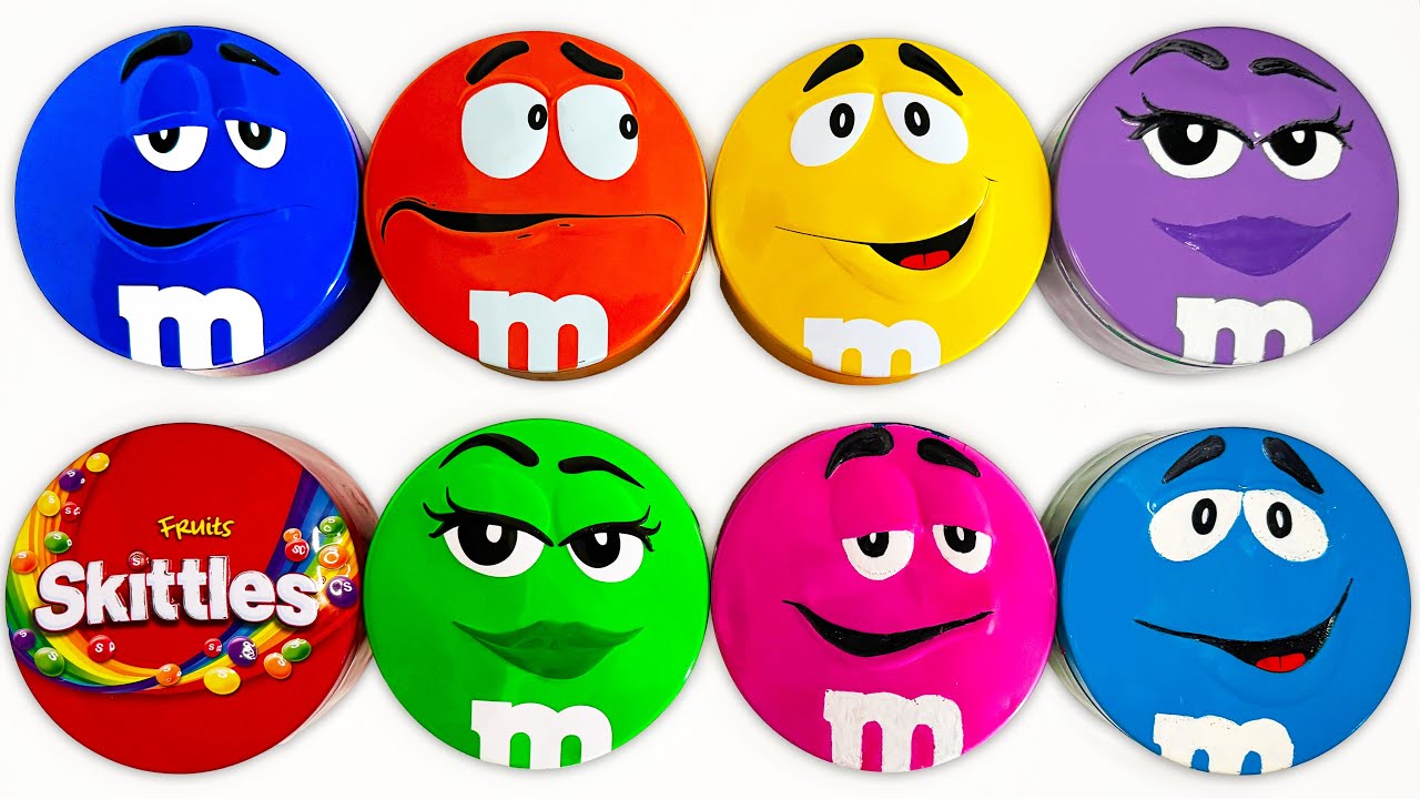 6 Minutes Satisfying with ASMR Unpacking Rainbow Skittles and Yummy M&M'S Candy From Surprise Tins