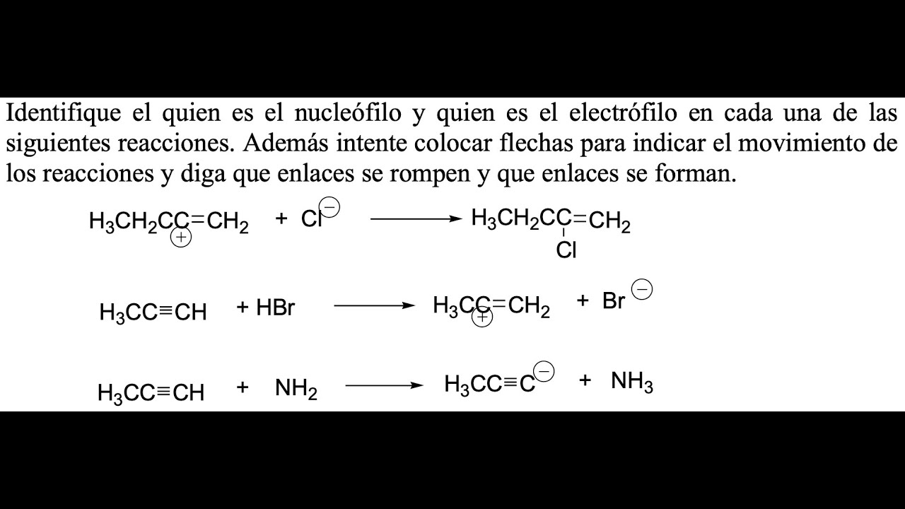 Ejercicio: Flechas curvas, nucleófilos y Electrófilos