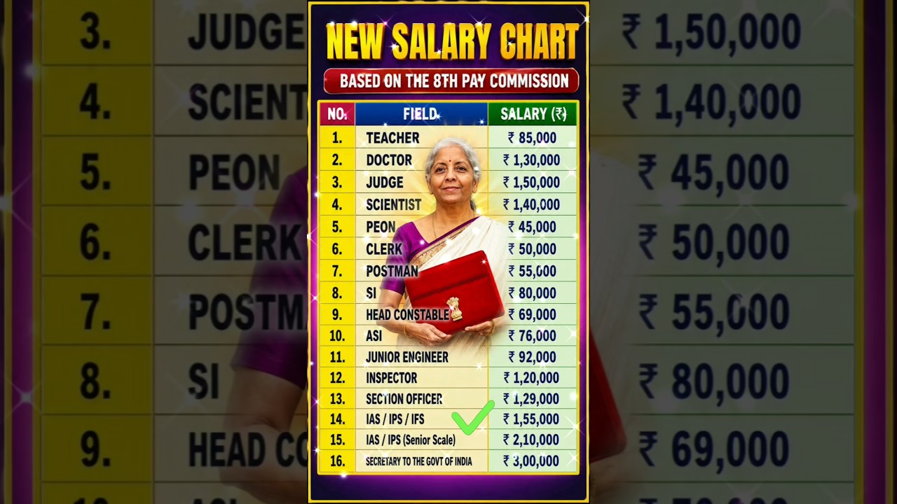 8th Pay Commission Salary Update 2026 🔥 | New Salary Chart Explained |#8thpaycommission  #shorts