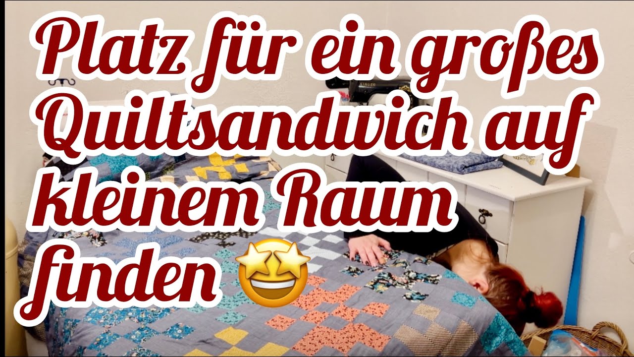 Großes Quilt-Sandwich auf kleinem Raum zusammen pinnen! Wie ihr mit wenig Platz auskommt 👍🏻
