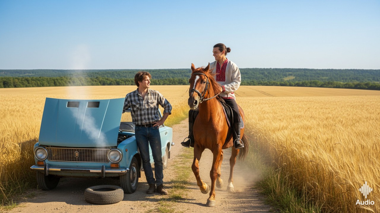 Застрял на просёлочной дороге, и внезапно появился казак.