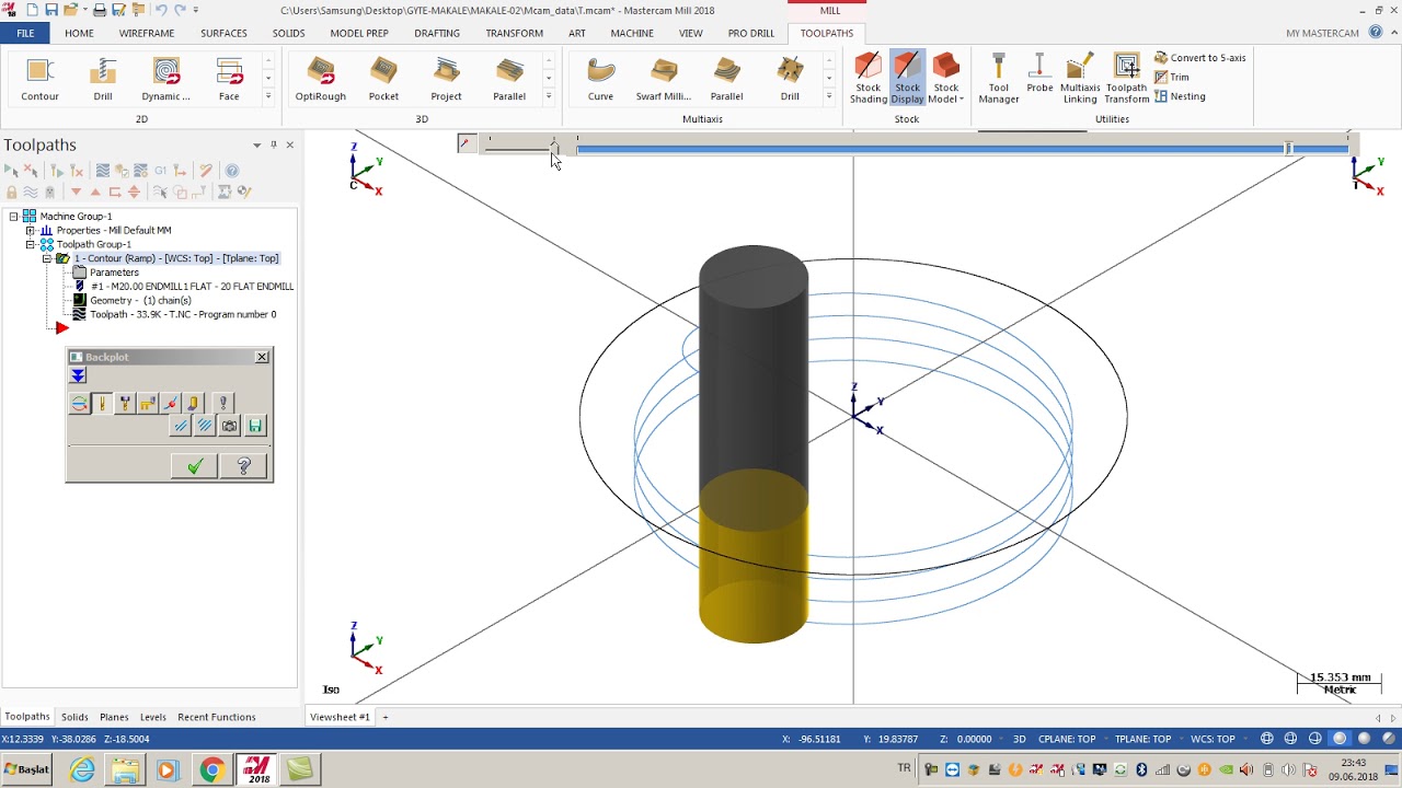 Mastercam Circle Milling Contour Ramp with Linearization opt