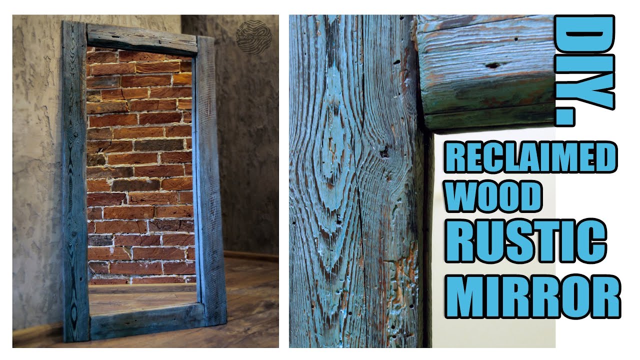 Old wood Rustic Mirror.Wood Aging - Wood burning + painting technique.Easy way!