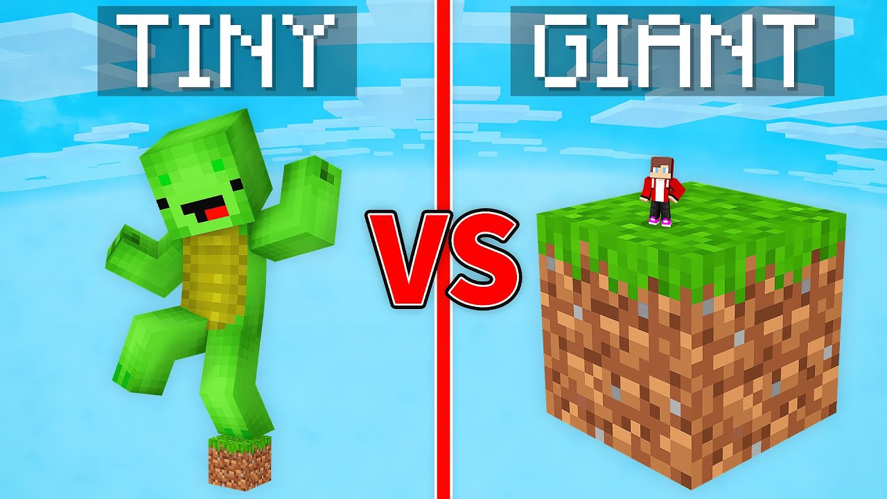 Mikey TINY vs JJ GIANT One Block Survival Battle in Minecraft (Maizen)