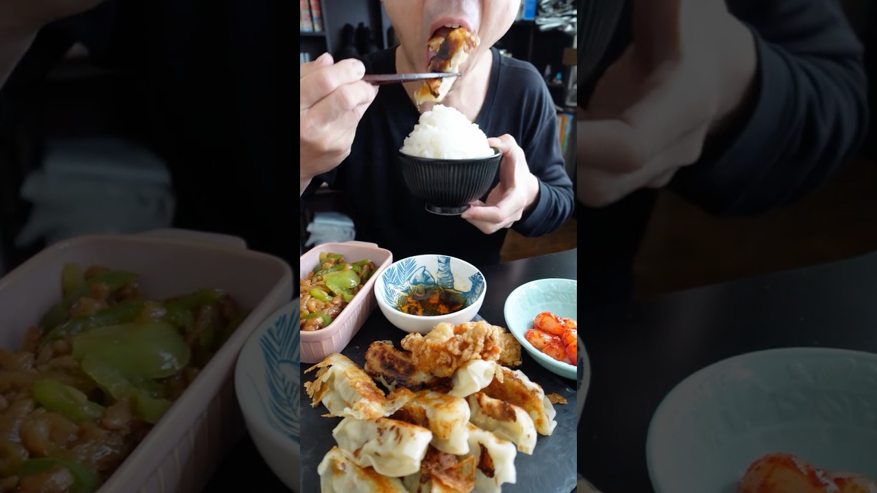 深夜飯に中華定食つくって爆食い『日常系モッパン』 #飯動画 #飯テロ #mukbang