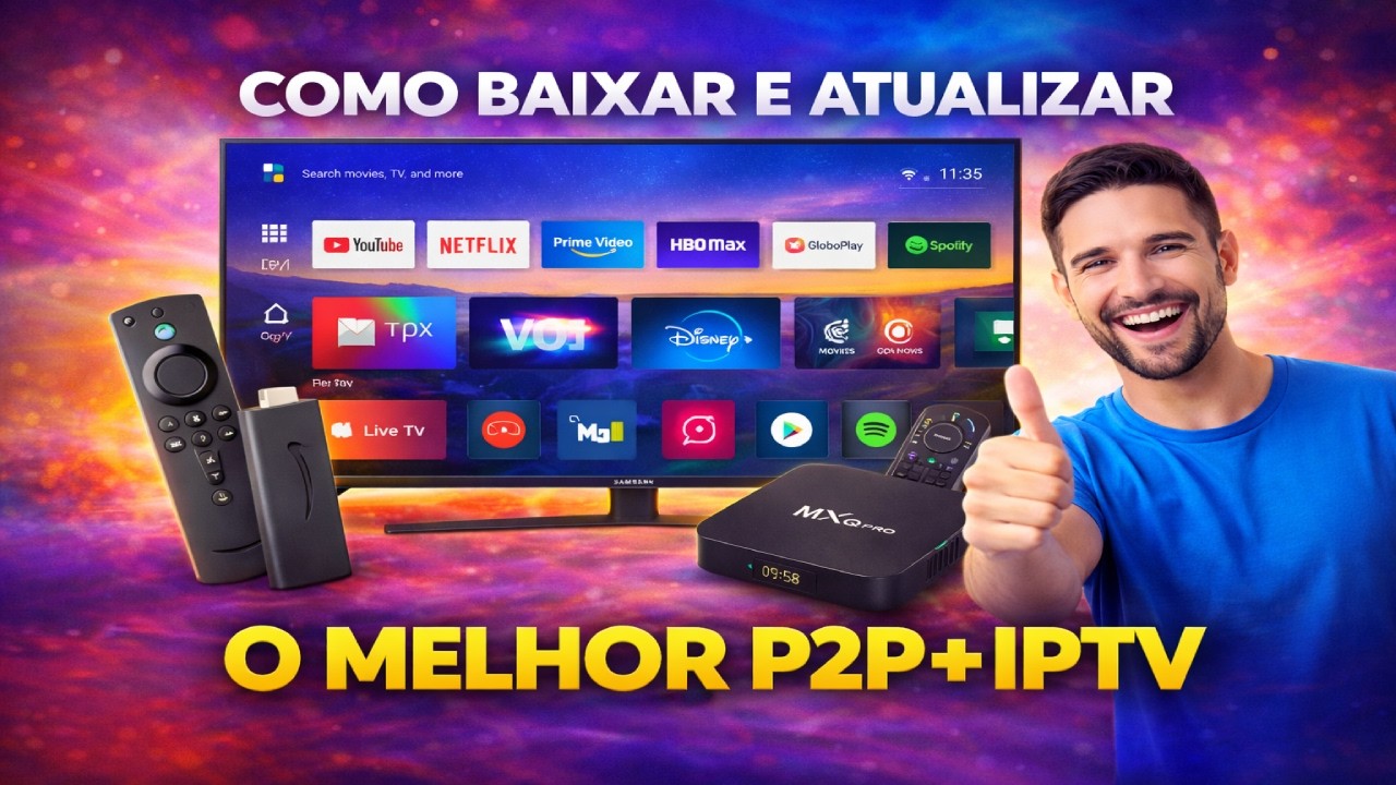 MELHOR P2P IPTV PARA TV BOX E FIRESTICK 🚀 | PLAYER ANDROID TV + TESTE 🔥