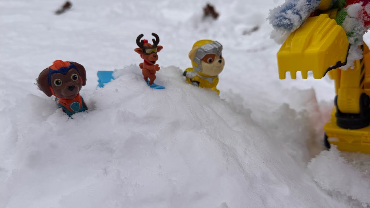 Spiele draußen in Schnee mit Spielzeuge ( Paw Patrol )#fun #kids 