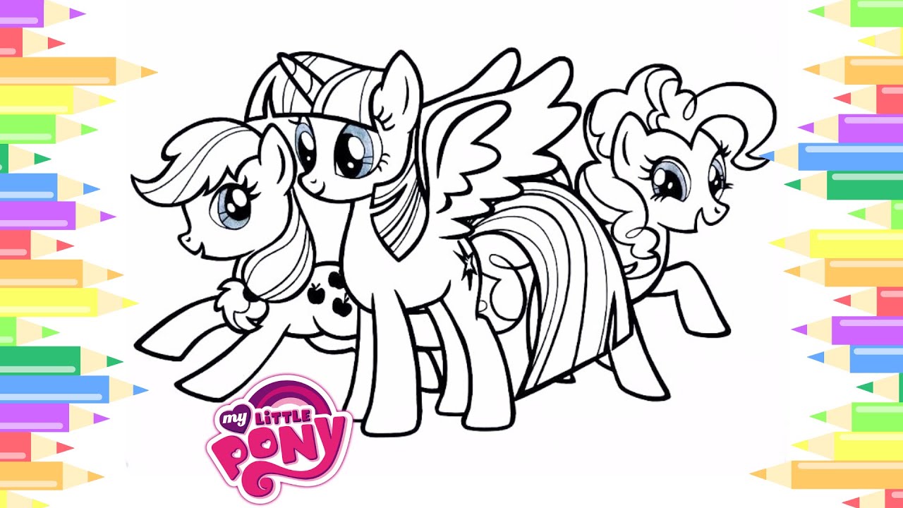 Coloring My Little Pony Applejack Twinkle Sparkle Pinkie Pie | My Little Pony Coloring Page.