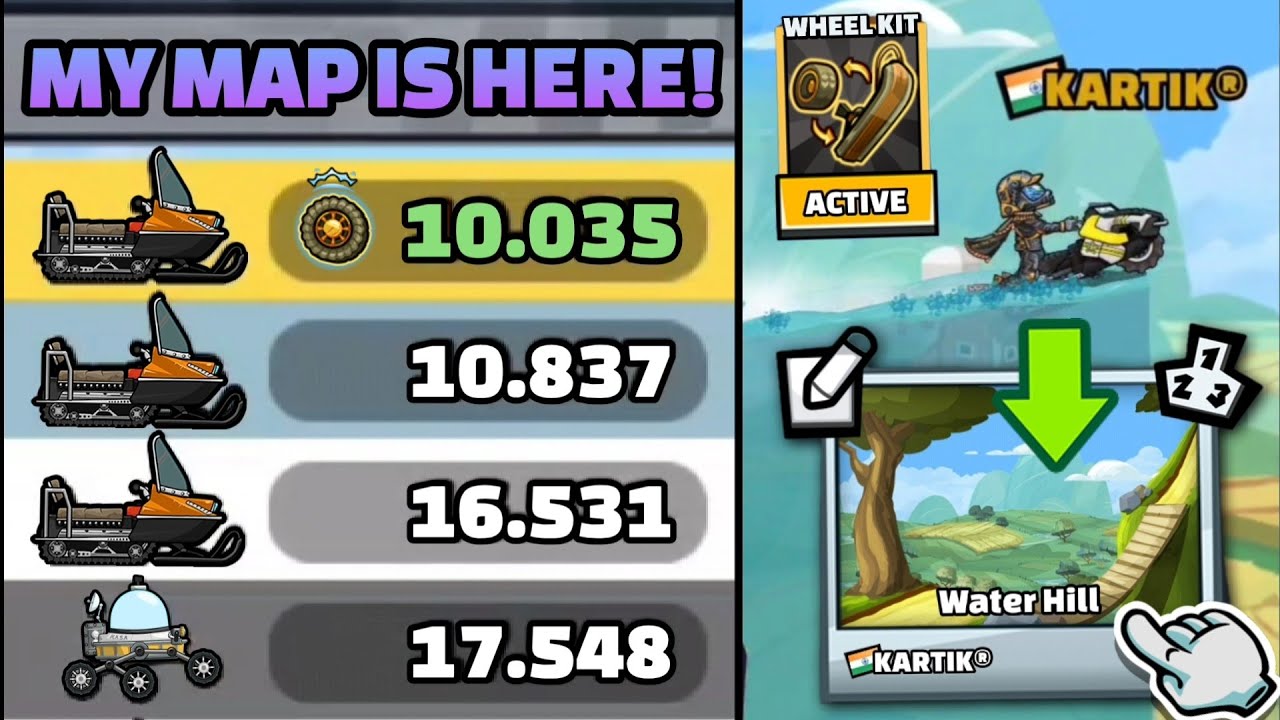 FINALLY!! MY MAP IN HERE 🤩 WATER HILL COMMUNITY SHOWCASE - Hill Climb Racing 2