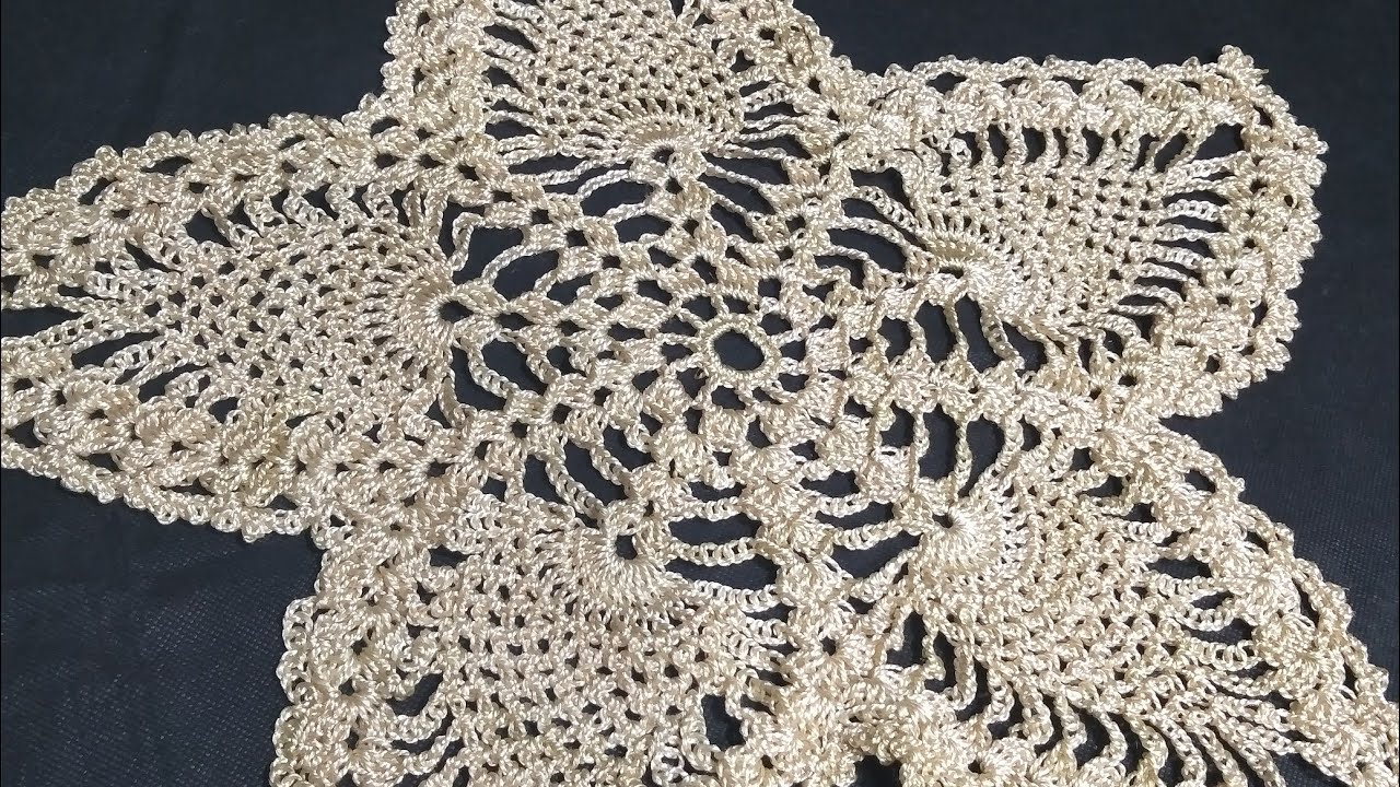 كروشية :مفرش كروشية دائري بغرزة الأناناس (الجزء الأول) crochet circler doily part (1