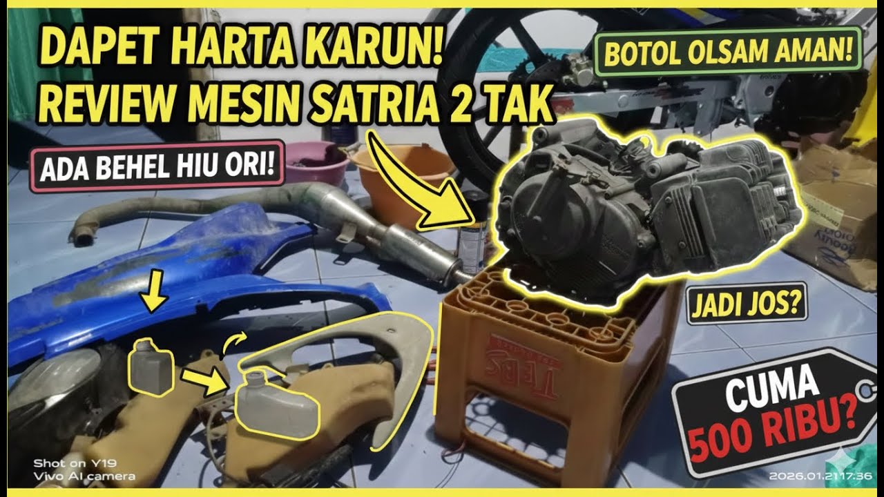 DAPET HARTA KARUN! Review Mesin & Sparepart Satria 2 Tak Rongsokan - Masih Layak Pakai? #Satria2Tak