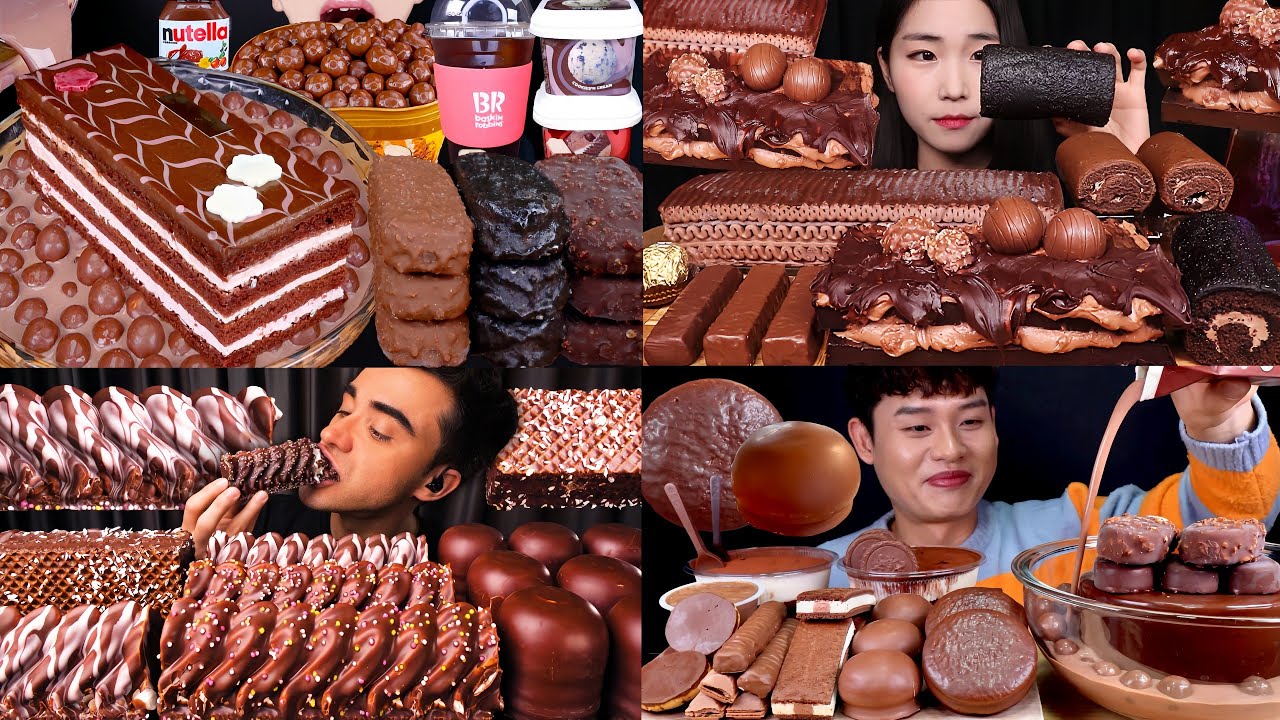 ASMR CHOCOLATE CAKE MALTESERS CHOCOLATE PIE CHOCOLATE MARSHMALLOW EATING SHOW EATING VIDEOS 
