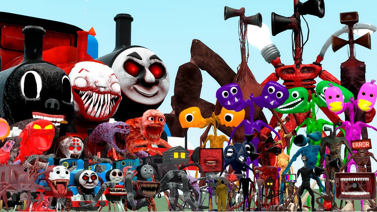 ALL CARTOON TRAIN, CHOO CHOO CHARLES AND THOMAS VS BANBAN SIREN HEAD FAMILY (Garry's Mod)