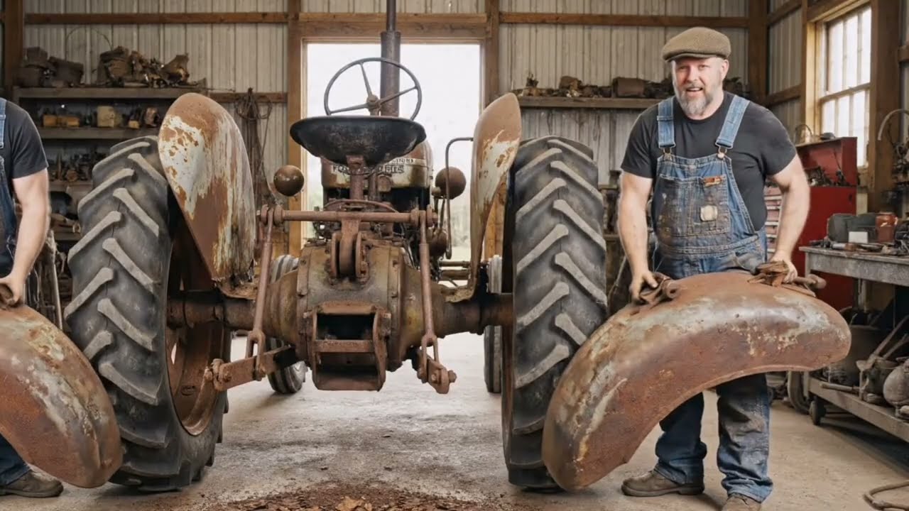 $100 Scrapyard Tractor Saved & Revived – 60-Year-Old Beast Looks Brand New#carrestoration#batmobile