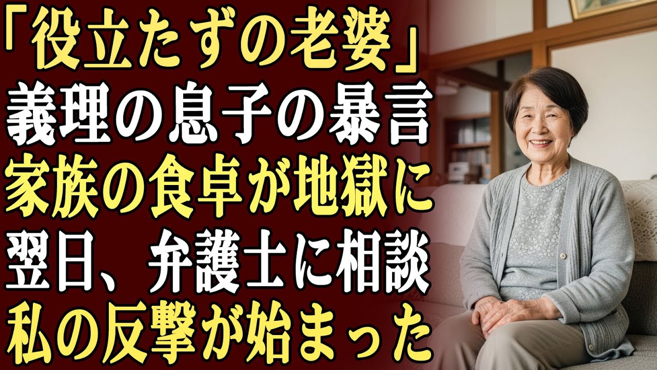 家族の食事中、私は義理の息子に公然と侮辱され、「この役立たずの老婆め！」と罵られた…。翌日、私は弁護士に相談し、復讐計画を実行に移した。