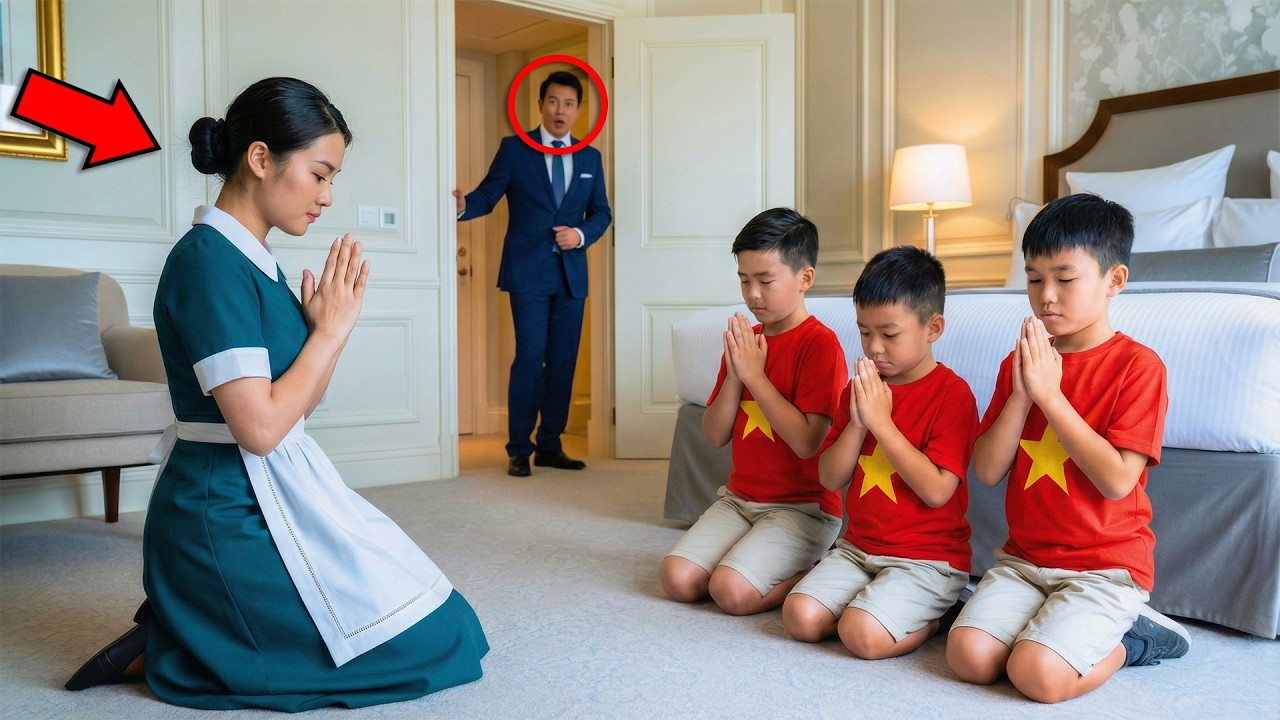 Tỷ phú về nhà không báo trước — chết lặng khi thấy cô giúp việc và 3 đứa con ông đang làm điều này!