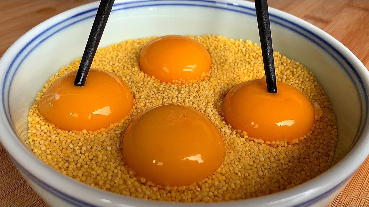 小米別只熬粥！4個雞蛋不放水，香甜松軟超好吃 #小米鸡蛋，不放水，香甜松软，蒸蛋，家常菜