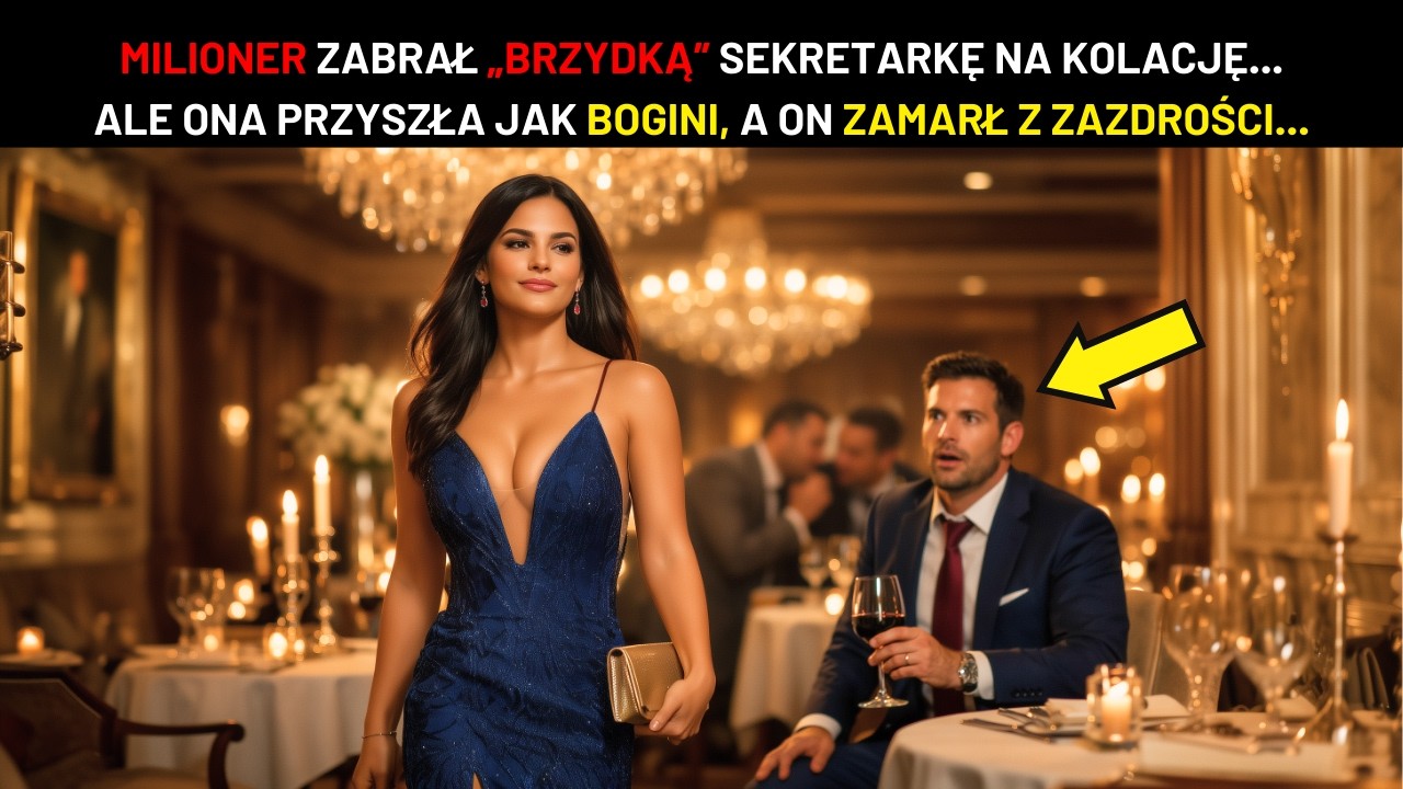 MILIONER ZABRAŁ „BRZYDKĄ” SEKRETARKĘ NA KOLACJĘ... ALE GDY PRZYBYŁA JAK BOGINI, ZASTYGŁ Z ZAZDROŚCI